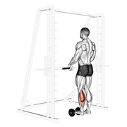 single leg calf raise (on a dumbbell) demonstration
